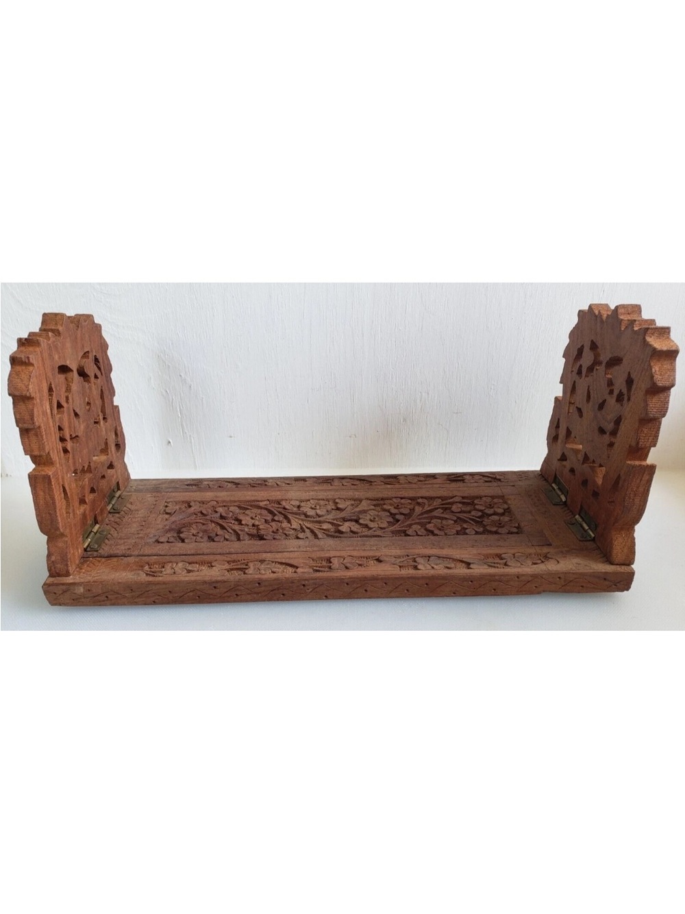 Vintage Handcrafted Expandable Wooden Book Holder/Stand Floral Design